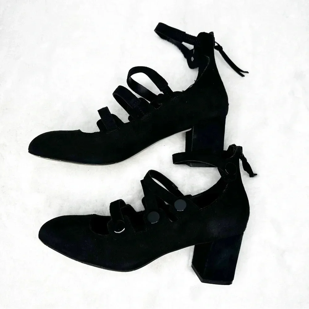 Rebecca Minkoff Blair Black Suede Strappy Pump Size 7.5 - Picture 3 of 5